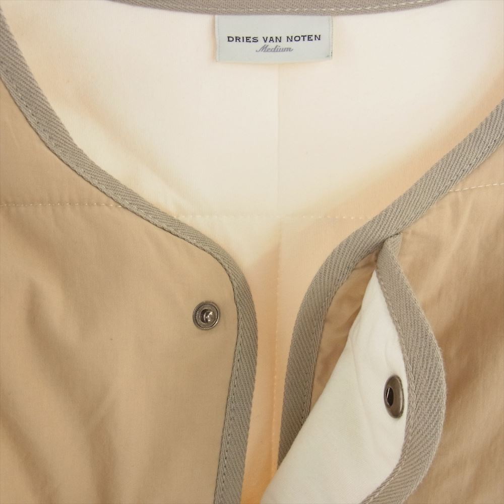 DRIES VAN NOTEN ドリスヴァンノッテン 19AW 73-08-94-08011 中綿キルティング オーバーサイズ ノーカラー プルオーバー ジャケット ベージュ系 M【極上美品】【中古】