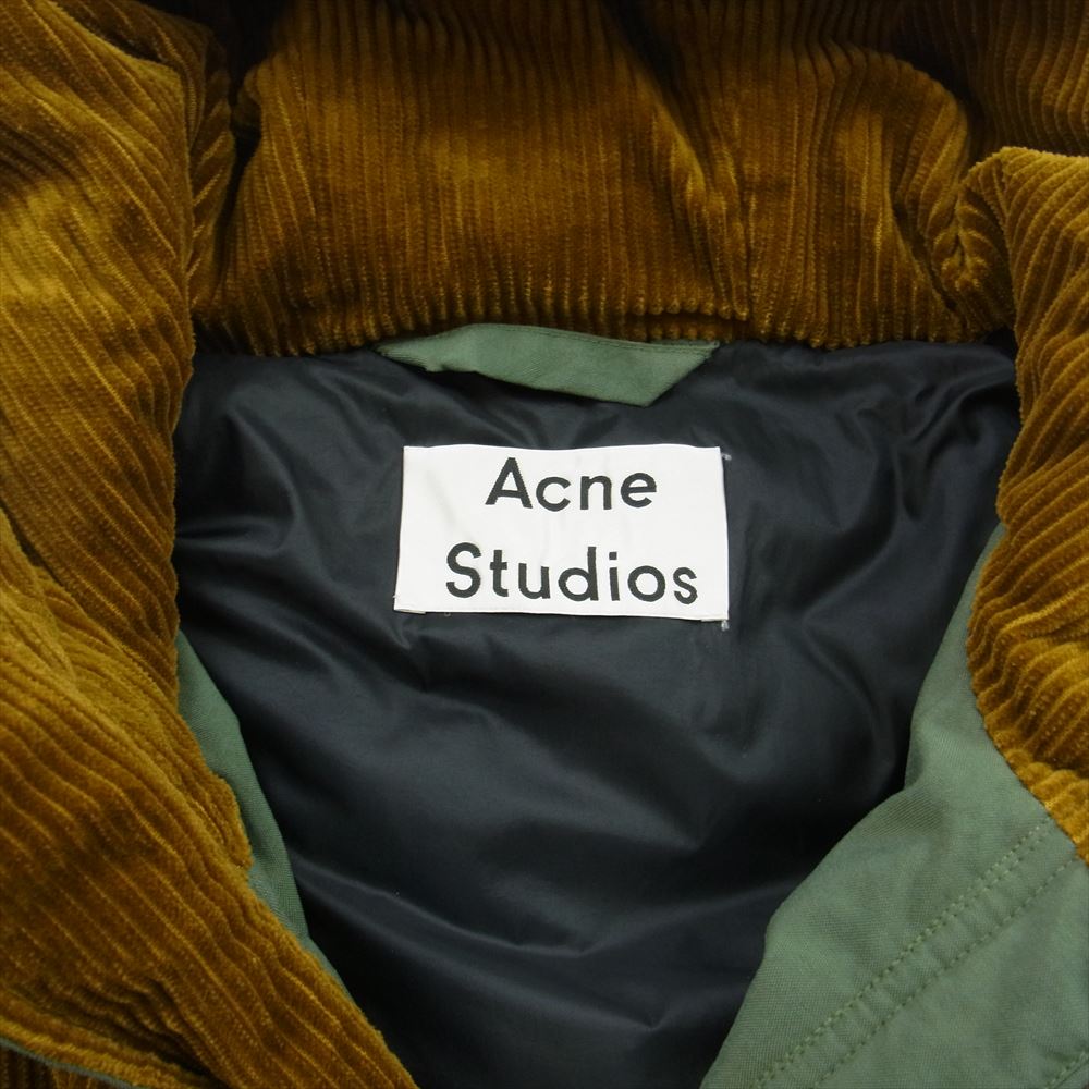 ACNE STUDIOS アクネストゥディオズ 19AW FN-MN-OUTW000151 Hooded Down Jacket フーデッド ダブルジップ コーデュロイ切替 ダウンジャケット モスグリーン系 48【中古】