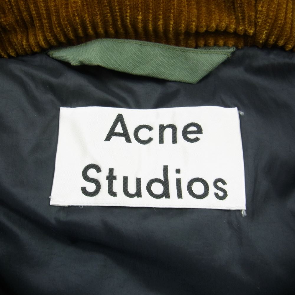 ACNE STUDIOS アクネストゥディオズ 19AW FN-MN-OUTW000151 Hooded Down Jacket フーデッド ダブルジップ コーデュロイ切替 ダウンジャケット モスグリーン系 48【中古】