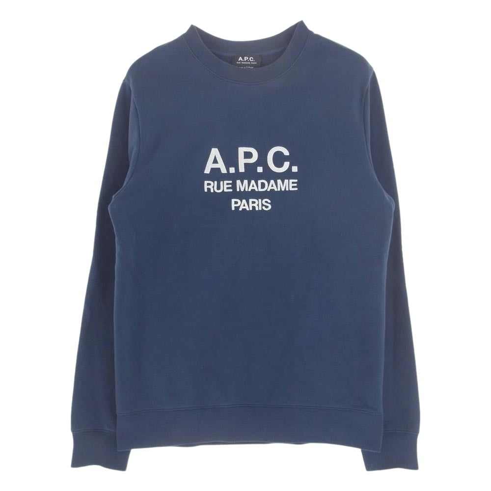 A.P.C. アーペーセー Tina スウェットシャツ RUE MADAME PARIS 刺繍 ネイビー系 S【中古】