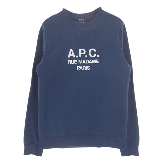 A.P.C. アーペーセー Tina スウェットシャツ RUE MADAME PARIS 刺繍 ネイビー系 S【中古】