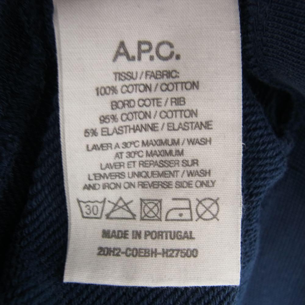 A.P.C. アーペーセー Tina スウェットシャツ RUE MADAME PARIS 刺繍 ネイビー系 S【中古】