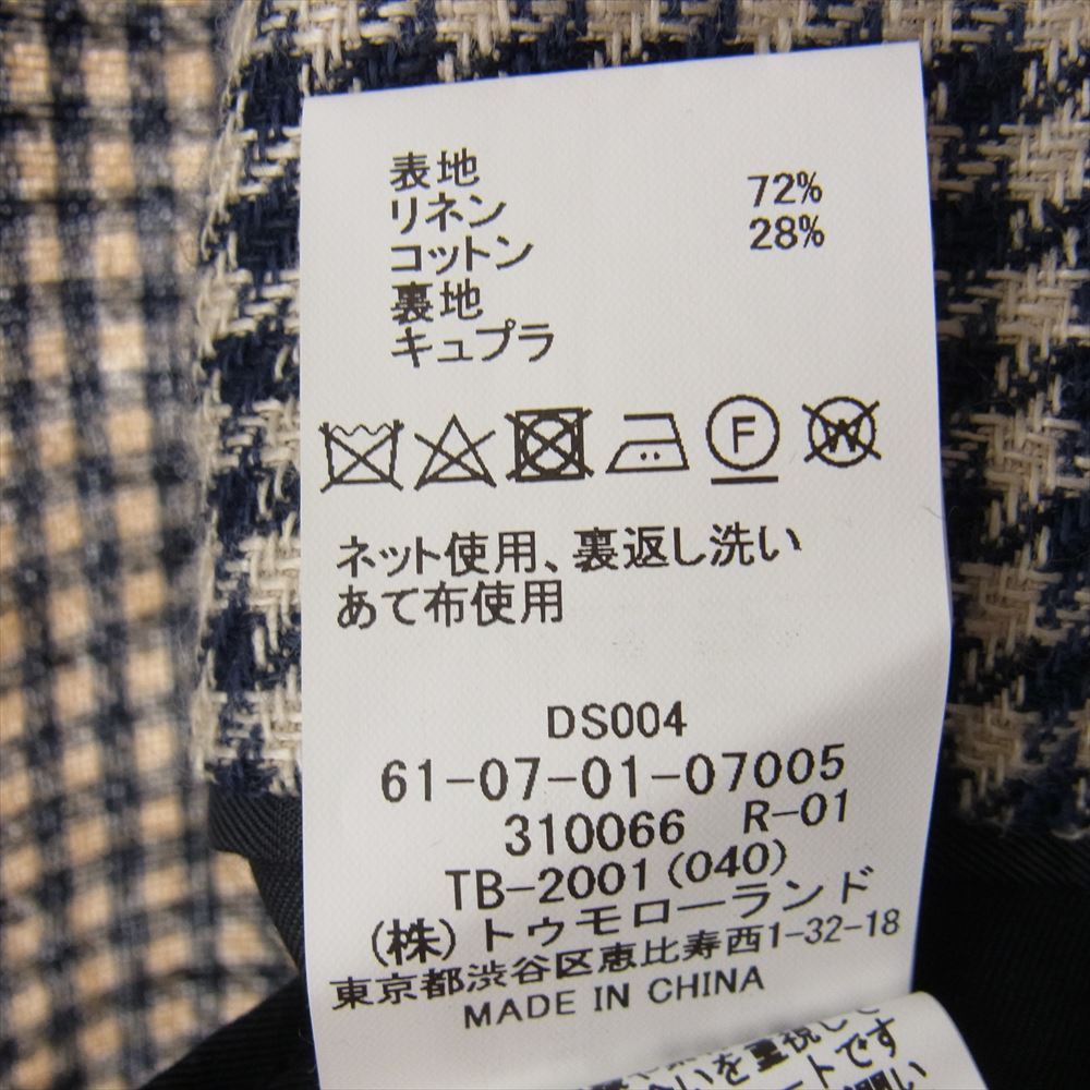 TOMORROWLAND トゥモローランド 61-07-01-07005 PILGRIM ピルグリム シングル ブレステッド 3B 3ボタン テーラード ジャケット 千鳥柄 ブラック系 46【中古】