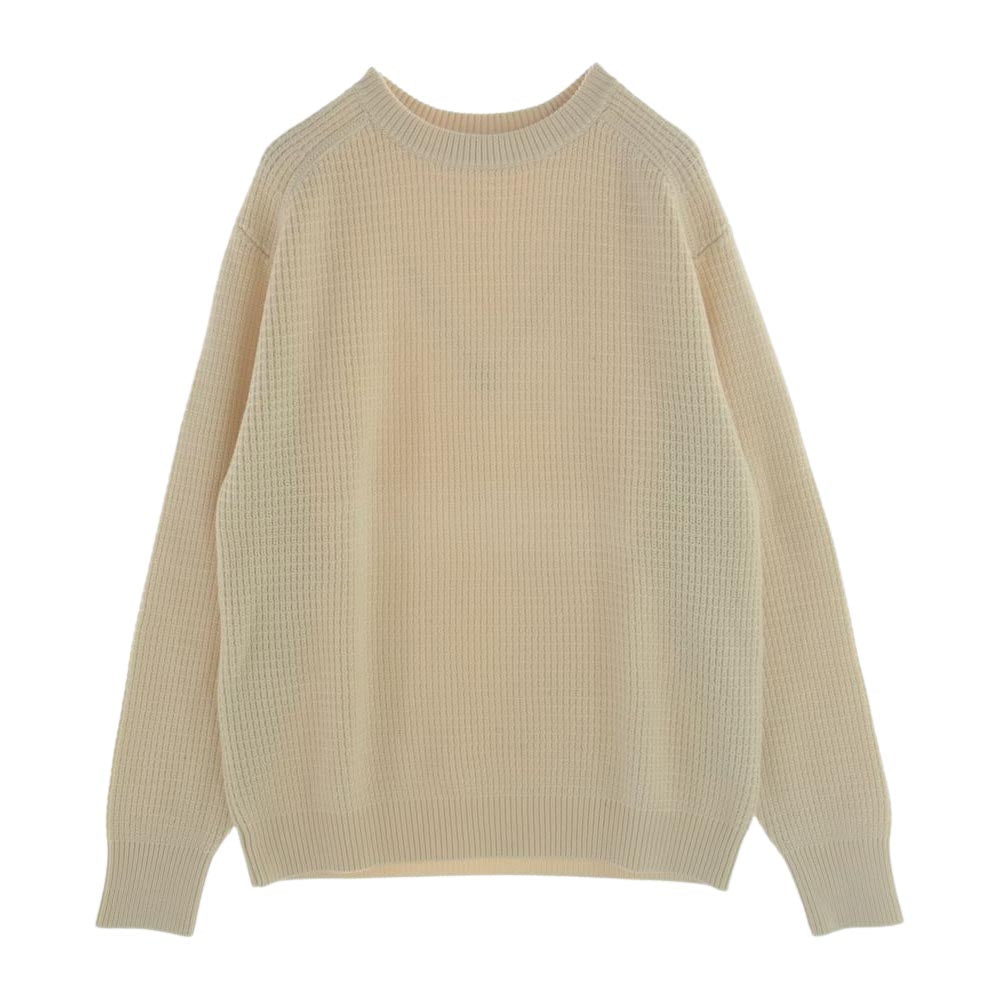 キャバン ウール カシミヤ混 クルーネック ニット セーター オフホワイト系 F【中古】