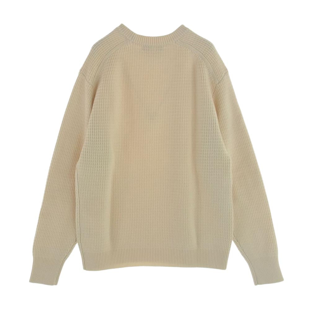キャバン ウール カシミヤ混 クルーネック ニット セーター オフホワイト系 F【中古】