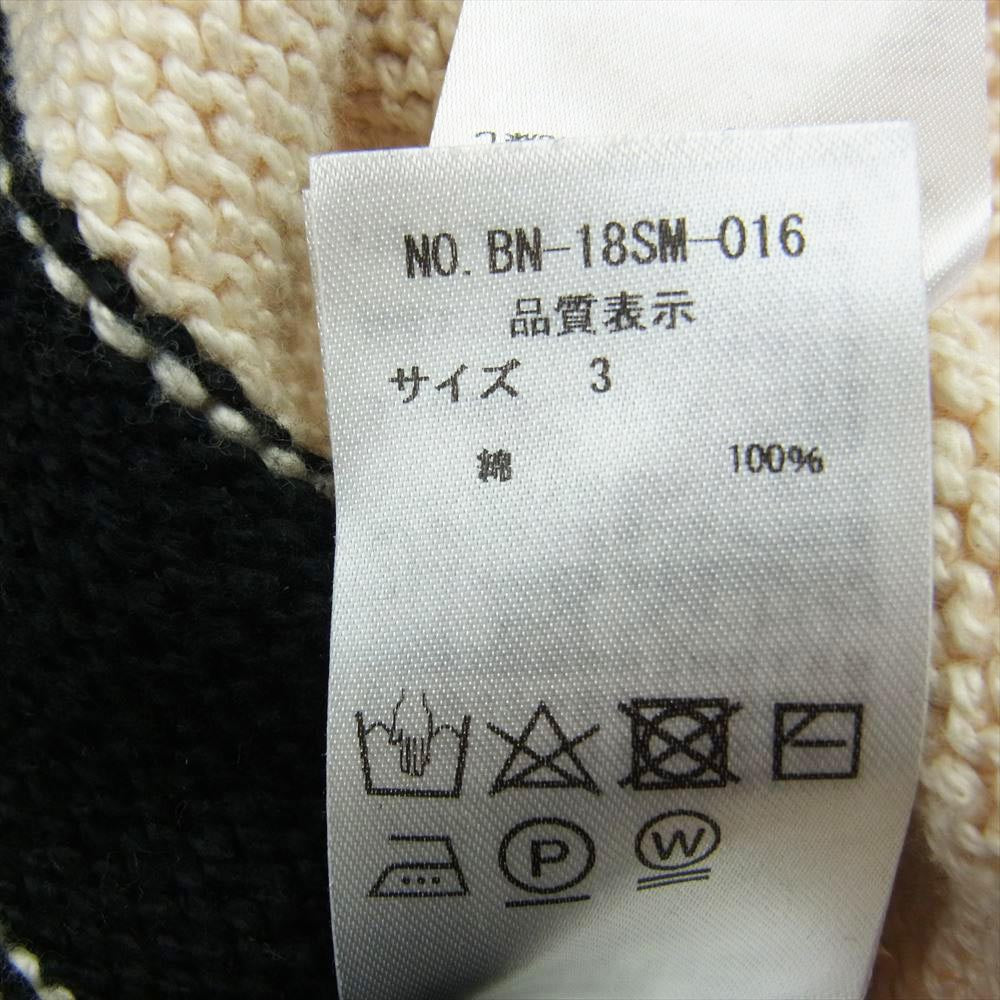 バトナー 18SS BN-18SM-016 ボーダー クルーネック プルオーバー ニット セーター ブラック系 オフホワイト系 3【中古】