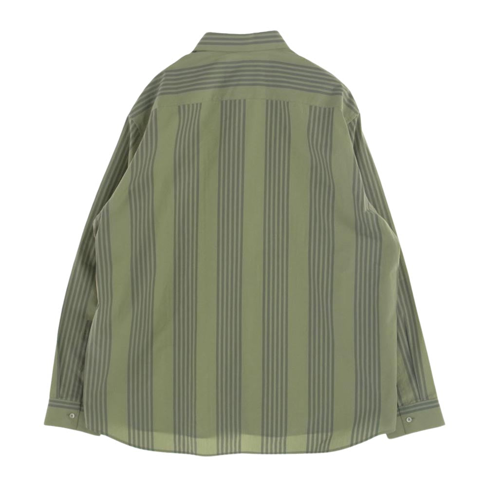 JIL SANDER ジルサンダー 19AW HS JM KW 0023 オーバーサイズ コットン レギュラーカラー ストライプ シャツ モスグリーン系 41【中古】