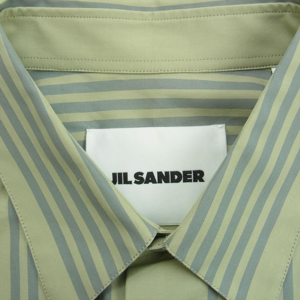JIL SANDER ジルサンダー 19AW HS JM KW 0023 オーバーサイズ コットン レギュラーカラー ストライプ シャツ モスグリーン系 41【中古】
