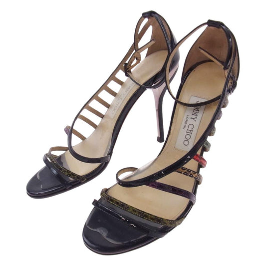 JIMMY CHOO ジミーチュウ バックストラップ ピンヒールサンダル ブラック系 37インチ【中古】