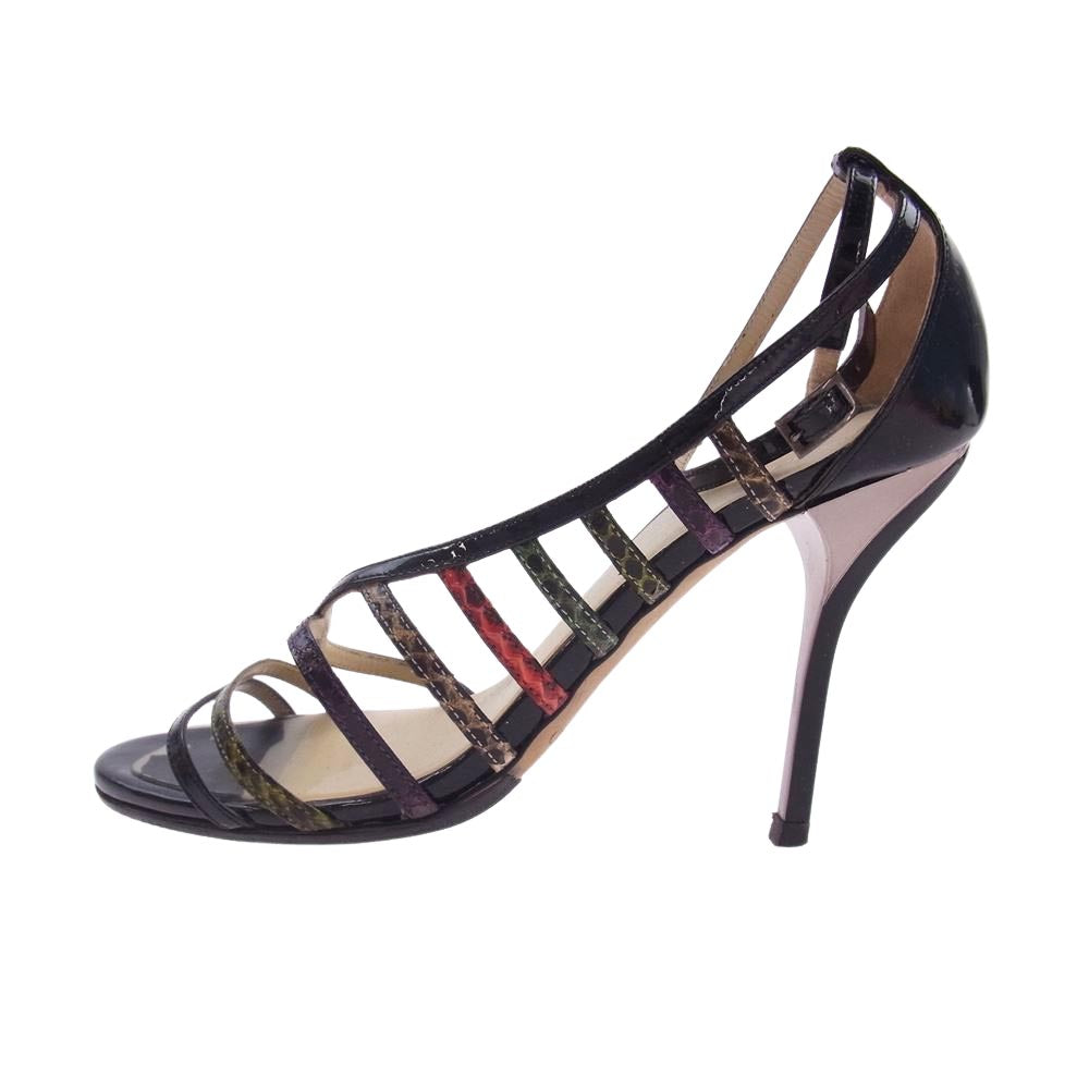 JIMMY CHOO ジミーチュウ バックストラップ ピンヒールサンダル ブラック系 37インチ【中古】