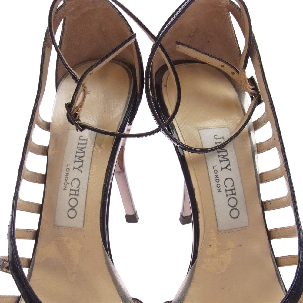 JIMMY CHOO ジミーチュウ バックストラップ ピンヒールサンダル ブラック系 37インチ【中古】