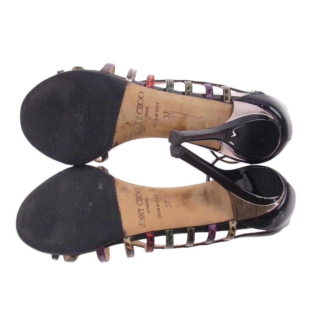 JIMMY CHOO ジミーチュウ バックストラップ ピンヒールサンダル ブラック系 37インチ【中古】