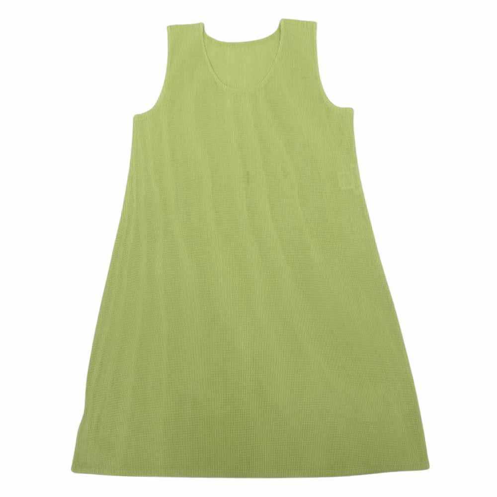 PLEATS PLEASE プリーツプリーズ イッセイミヤケ PP03-FT776 プリーツ加工 メッシュ ノースリーブ チュニック グリーン系 3【中古】