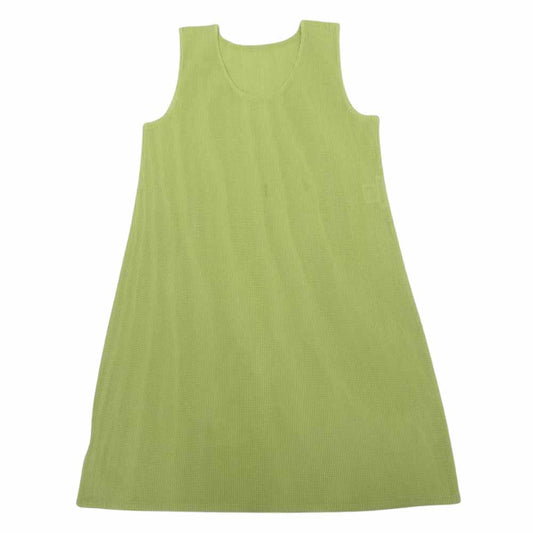 PLEATS PLEASE プリーツプリーズ イッセイミヤケ PP03-FT776 プリーツ加工 メッシュ ノースリーブ チュニック グリーン系 3【中古】