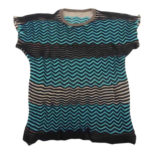 PLEATS PLEASE プリーツプリーズ イッセイミヤケ PP34-KT752 ウエーブ柄 メッシュ ニット チュニック ワンピース カットソー マルチカラー系 3【中古】