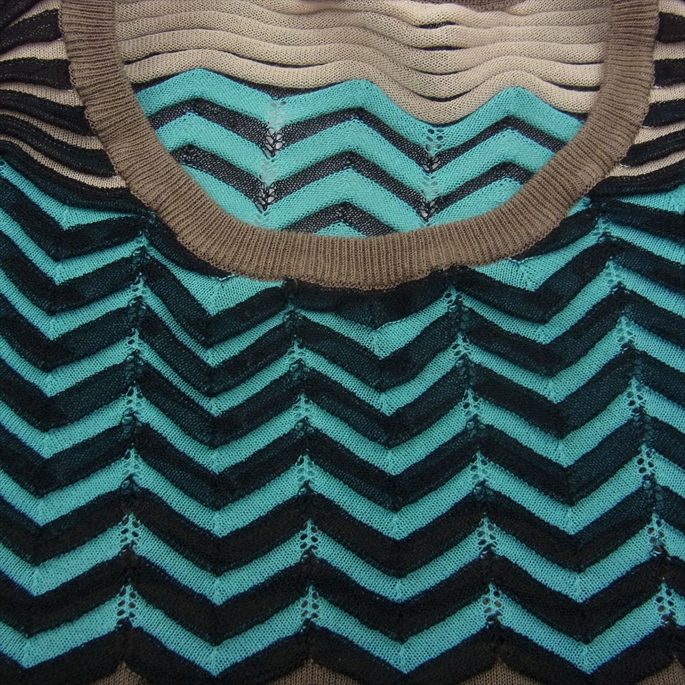 PLEATS PLEASE プリーツプリーズ イッセイミヤケ PP34-KT752 ウエーブ柄 メッシュ ニット チュニック ワンピース カットソー マルチカラー系 3【中古】