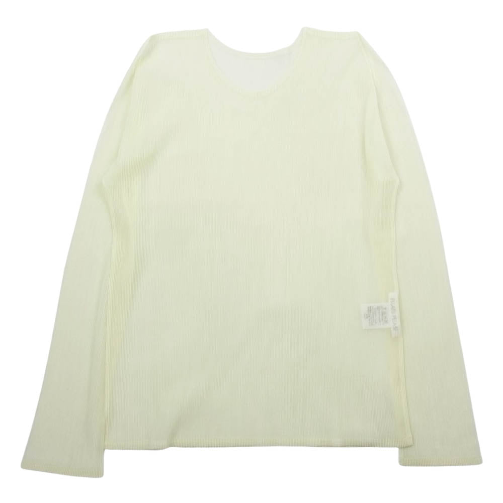 PLEATS PLEASE プリーツプリーズ イッセイミヤケ ML-102 プリーツ加工 メッシュ 長袖 カットソー オフホワイト系 イエロー系 3【中古】