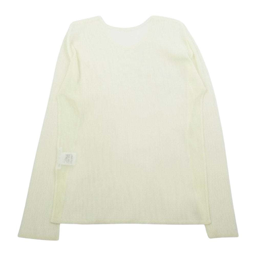 PLEATS PLEASE プリーツプリーズ イッセイミヤケ ML-102 プリーツ加工 メッシュ 長袖 カットソー オフホワイト系 イエロー系 3【中古】