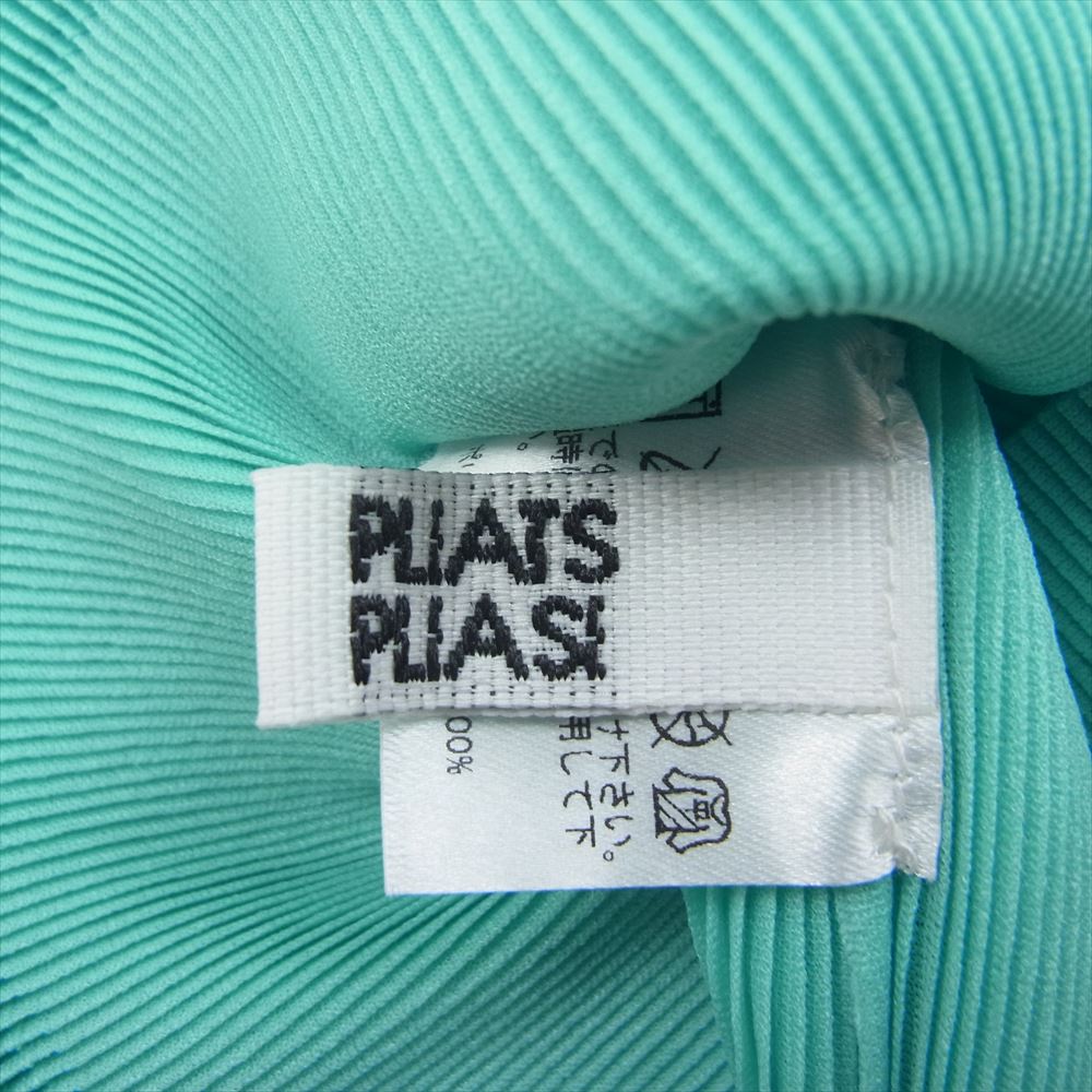 PLEATS PLEASE プリーツプリーズ イッセイミヤケ 7562025 プリーツ加工 細プリーツ スキッパー ラウンドカラー 半袖 プルオーバー シャツ グリーン系 03【中古】