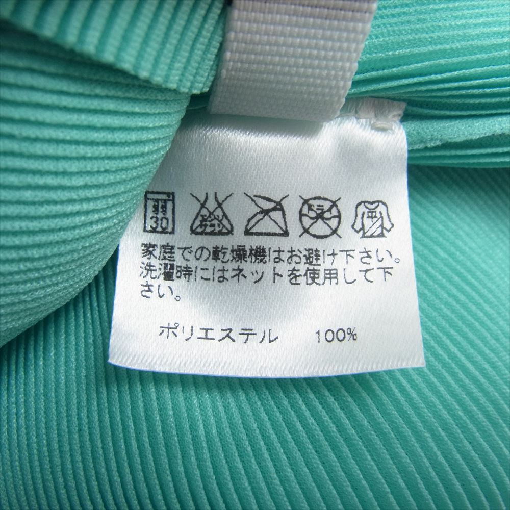 PLEATS PLEASE プリーツプリーズ イッセイミヤケ 7562025 プリーツ加工 細プリーツ スキッパー ラウンドカラー 半袖 プルオーバー シャツ グリーン系 03【中古】