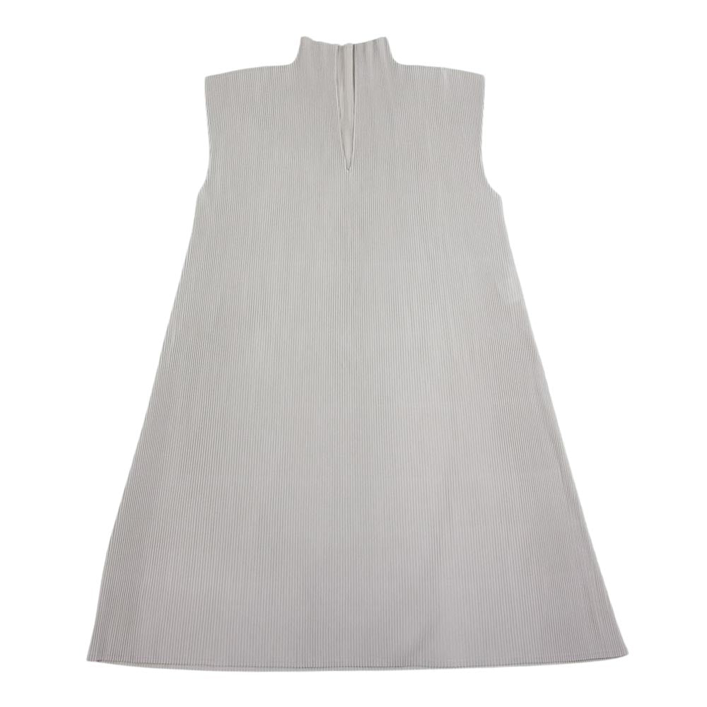 PLEATS PLEASE プリーツプリーズ イッセイミヤケ PP21-FT265 プリーツ加工 Vネック ボトルネック フレンチスリーブ カットソー グレー系 3【中古】