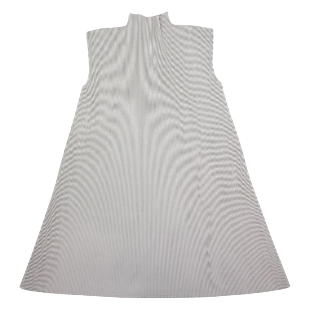 PLEATS PLEASE プリーツプリーズ イッセイミヤケ PP21-FT265 プリーツ加工 Vネック ボトルネック フレンチスリーブ カットソー グレー系 3【中古】