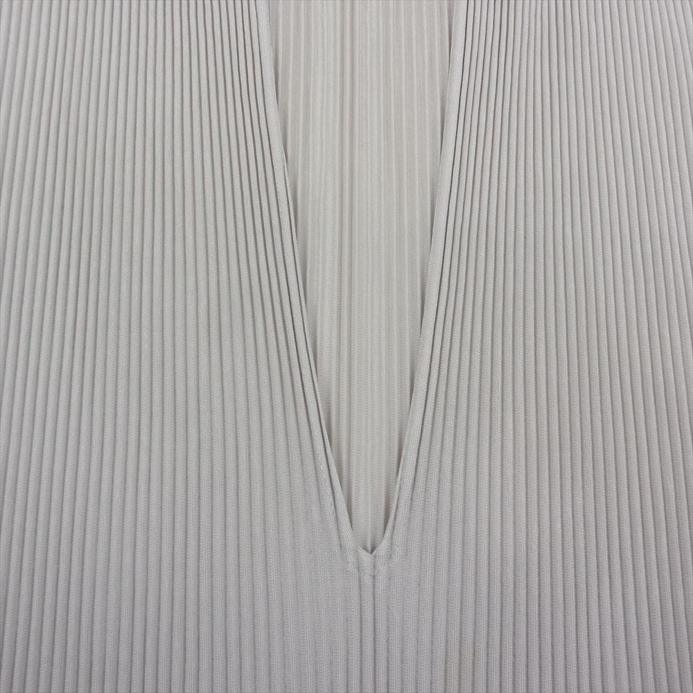 PLEATS PLEASE プリーツプリーズ イッセイミヤケ PP21-FT265 プリーツ加工 Vネック ボトルネック フレンチスリーブ カットソー グレー系 3【中古】