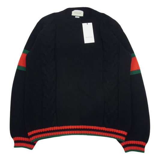 GUCCI グッチ 19AW 548115 X1561 Cable Knit Sweater ケーブルニット セーター ブラック系 L【極上美品】【中古】