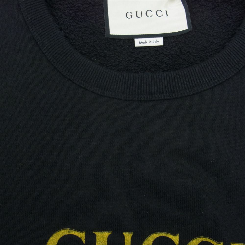 GUCCI グッチ 18AW 454569 X5J57 VINTAGE LOGO SWEAT PULLOVER オールドグッチ ロゴ ヴィンテージ加工 スウェット トレーナー  ブラック系 XL【極上美品】【中古】