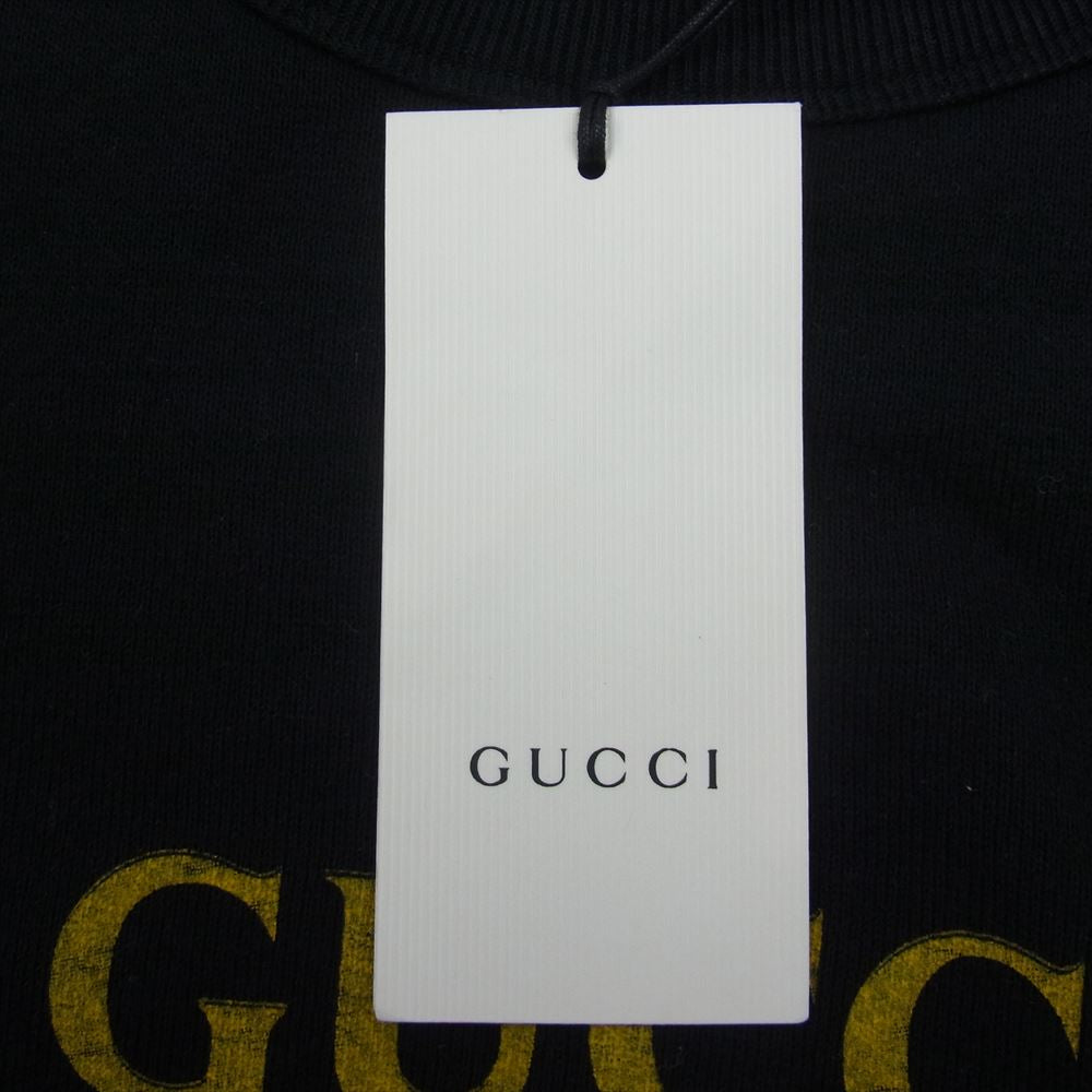 GUCCI グッチ 18AW 454569 X5J57 VINTAGE LOGO SWEAT PULLOVER オールドグッチ ロゴ ヴィンテージ加工 スウェット トレーナー  ブラック系 XL【極上美品】【中古】