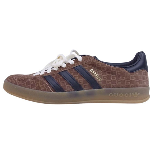 GUCCI グッチ adidas GAZELLE アディダス ガゼル スニーカー ブラウン系 25ｃｍ【極上美品】【中古】