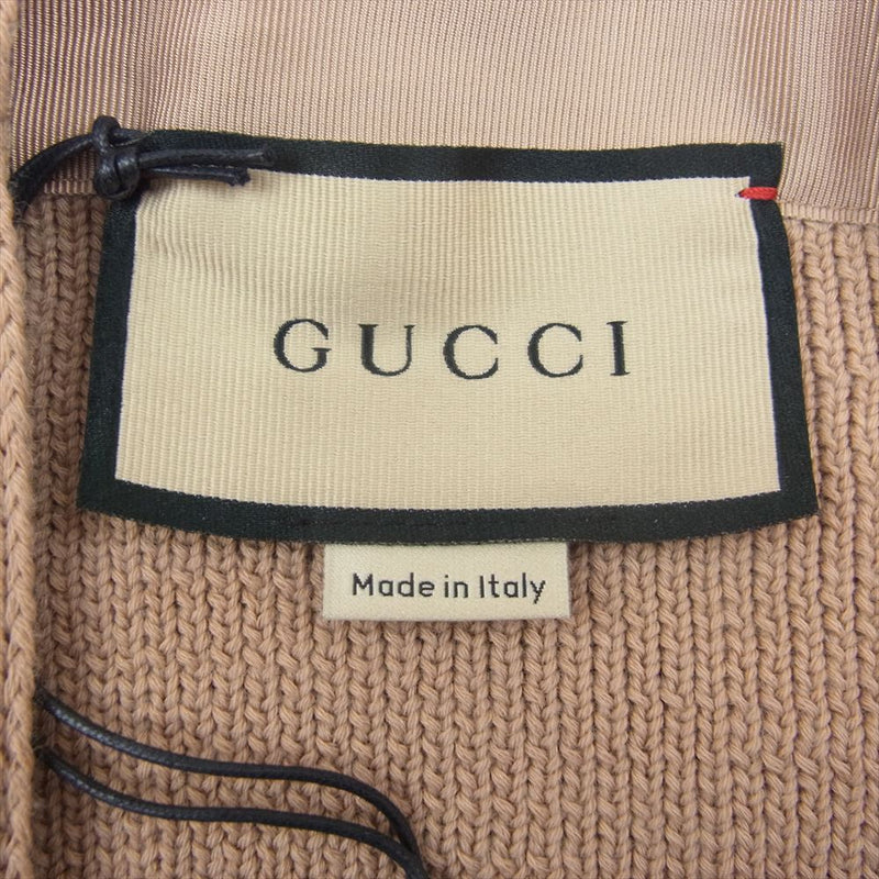 GUCCI グッチ 21AW 626349 XKBFJ ウェブ付き ウールブレンド ニット カーディガン ベージュ系 L【極上美品】【中古】