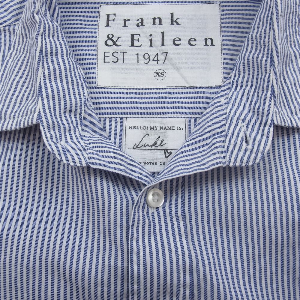 フランクアンドアイリーン コットン ストライプ 長袖 シャツ ホワイト系 ネイビー系 XS【中古】