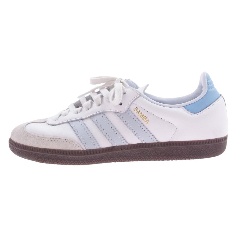 adidas アディダス ID2055 SAMBA OG サンバ ローカット スニーカー ホワイト系 ライトブルー系 ブラウン系 25.5cm【中古】