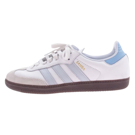 adidas アディダス ID2055 SAMBA OG サンバ ローカット スニーカー ホワイト系 ライトブルー系 ブラウン系 25.5cm【中古】