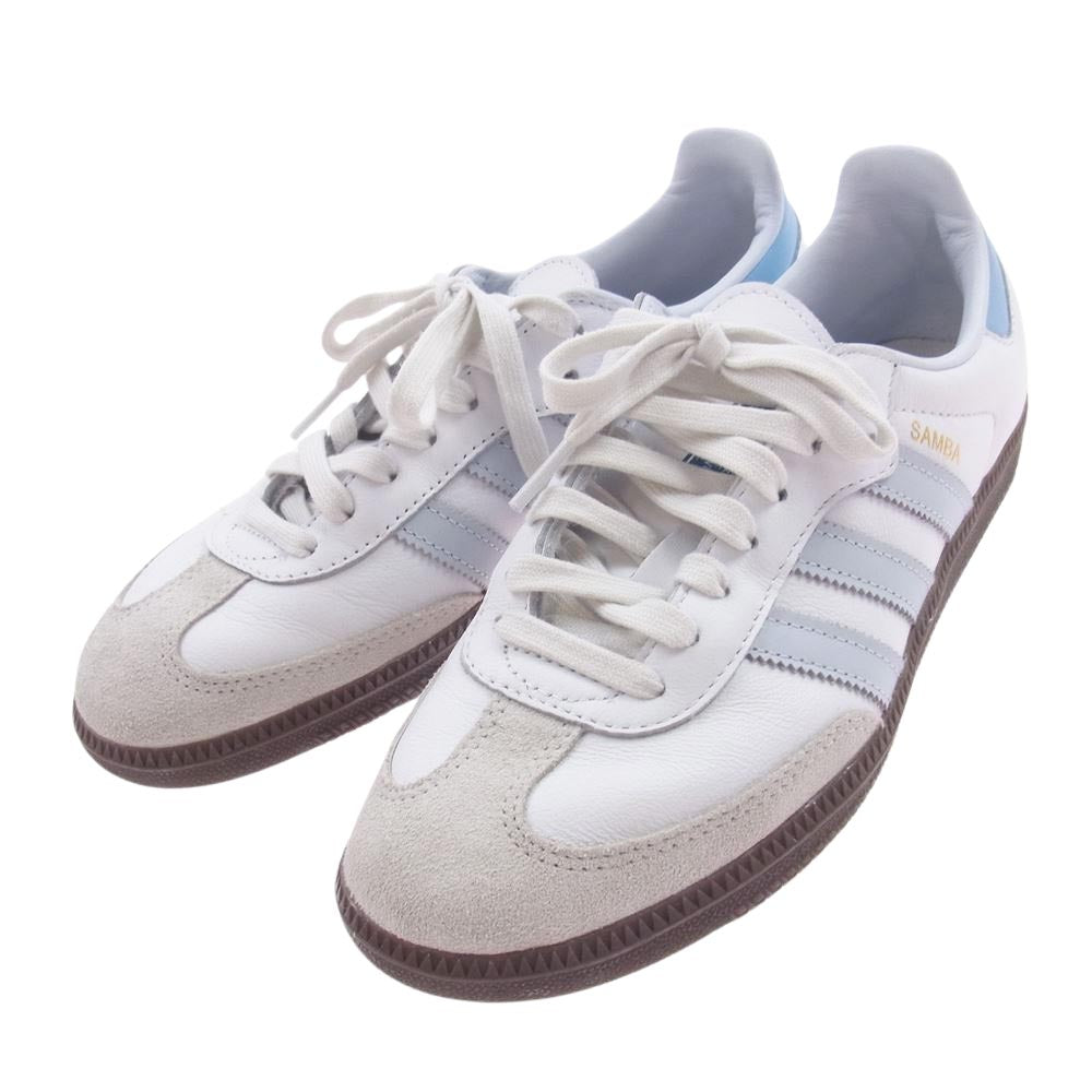 adidas アディダス ID2055 SAMBA OG サンバ ローカット スニーカー ホワイト系 ライトブルー系 ブラウン系 25.5cm【中古】