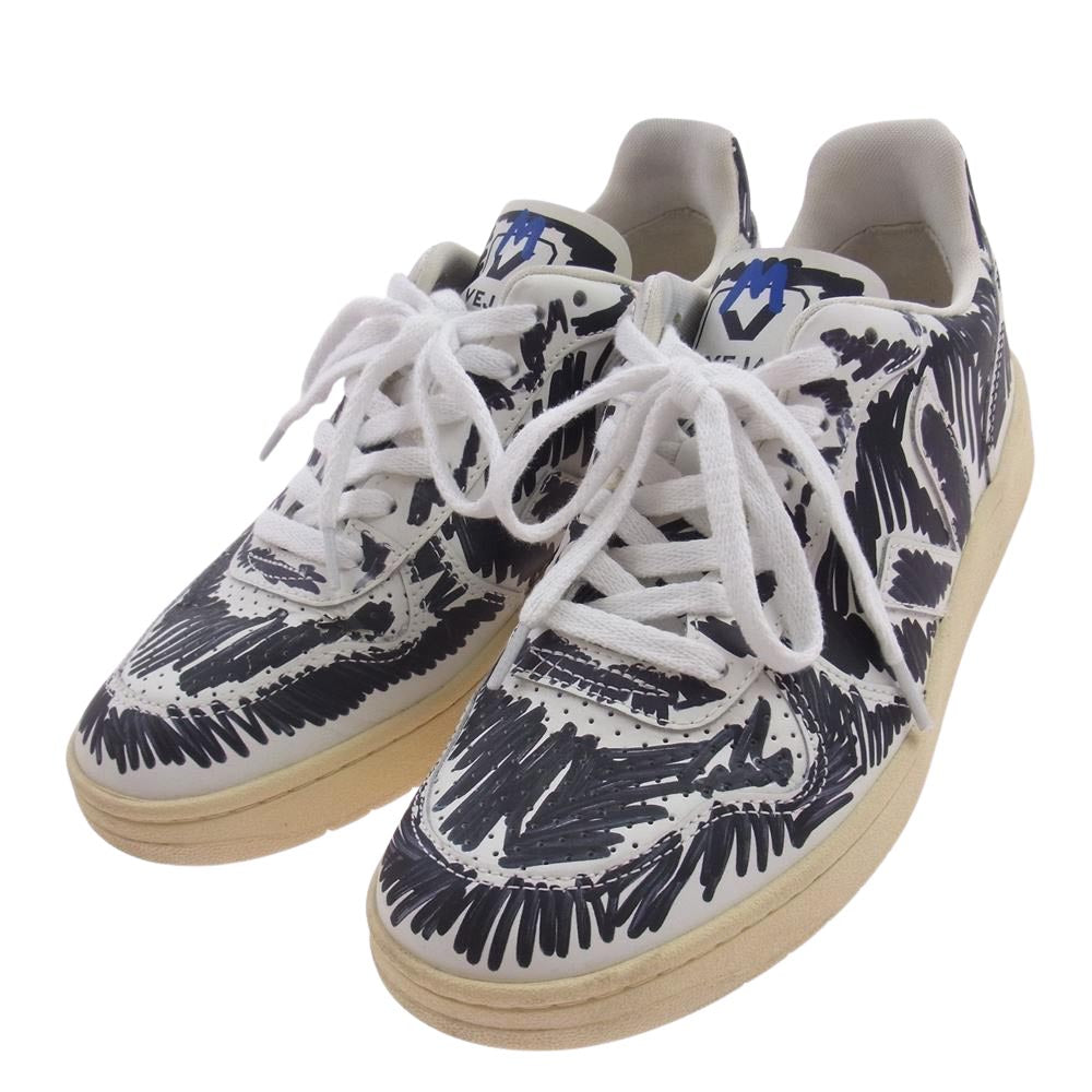 MARNI マルニ VEJA ヴェジャ ロゴグラフィックペイントデザイン ローカット スニーカー ホワイト系 ブラック系 25.5cm【中古】
