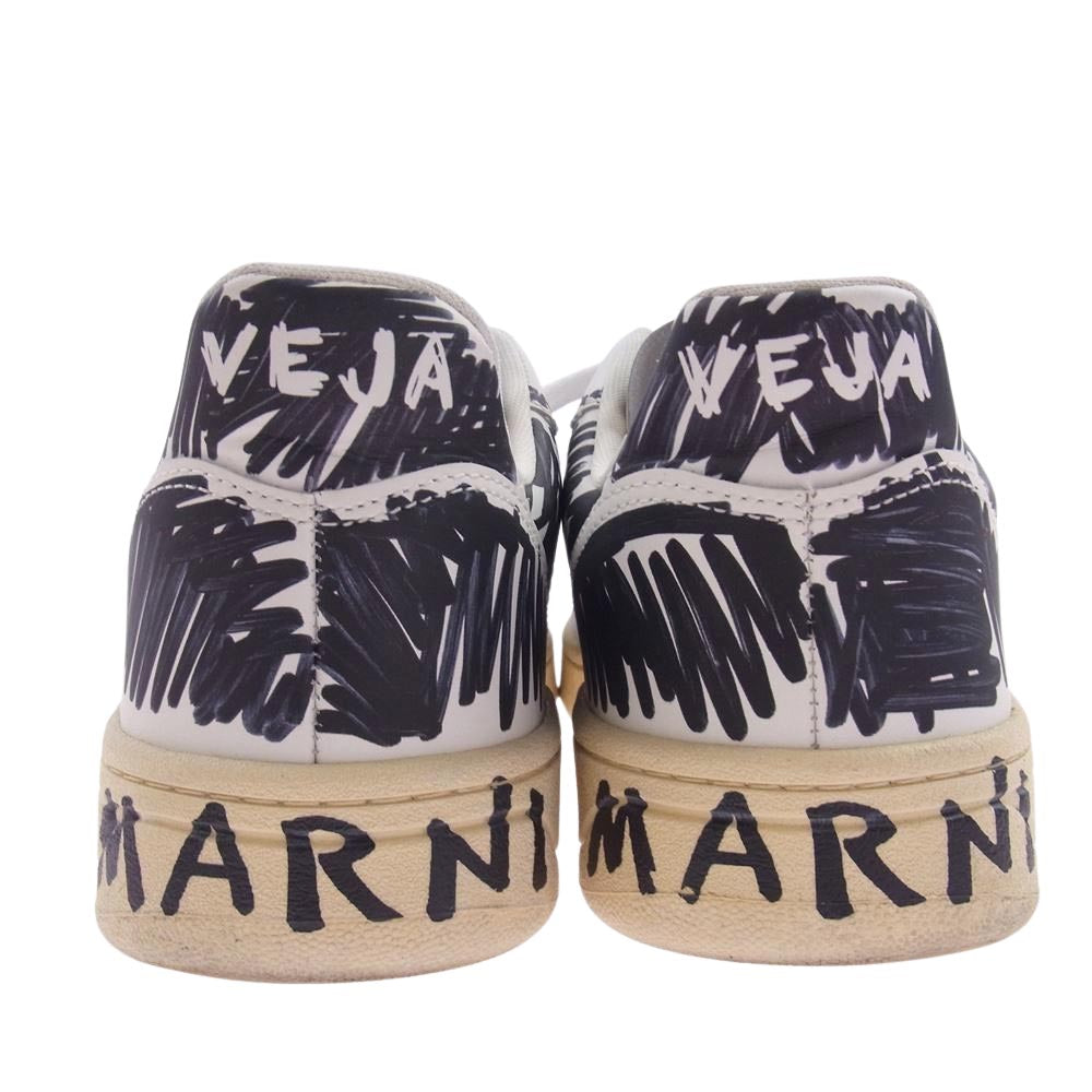 MARNI マルニ VEJA ヴェジャ ロゴグラフィックペイントデザイン ローカット スニーカー ホワイト系 ブラック系 25.5cm【中古】