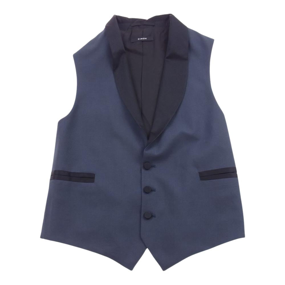 チノ 20SJK306 20SJK308 ノーカラー パイピング ジャケット ジレ セット ネイビー系 46【中古】