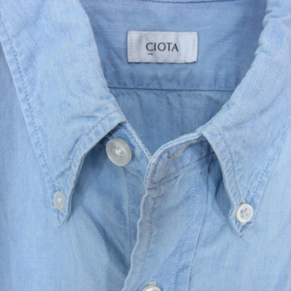 シオタ SHLM-104M スビンコットン タイプライター レギュラーカラー 長袖 シャツ  ライトブルー系 5【中古】