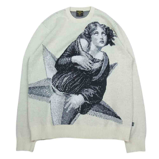 HUF ハフ KN00488 X SMASHING PUMPKINS SWEATER スマッシング パンプキンズ セーター ジャガード織り アートワーク ニット セーター  ホワイト系 M【中古】