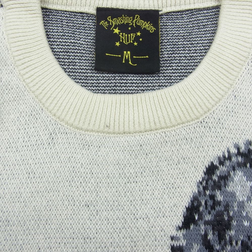 HUF ハフ KN00488 X SMASHING PUMPKINS SWEATER スマッシング パンプキンズ セーター ジャガード織り アートワーク ニット セーター  ホワイト系 M【中古】