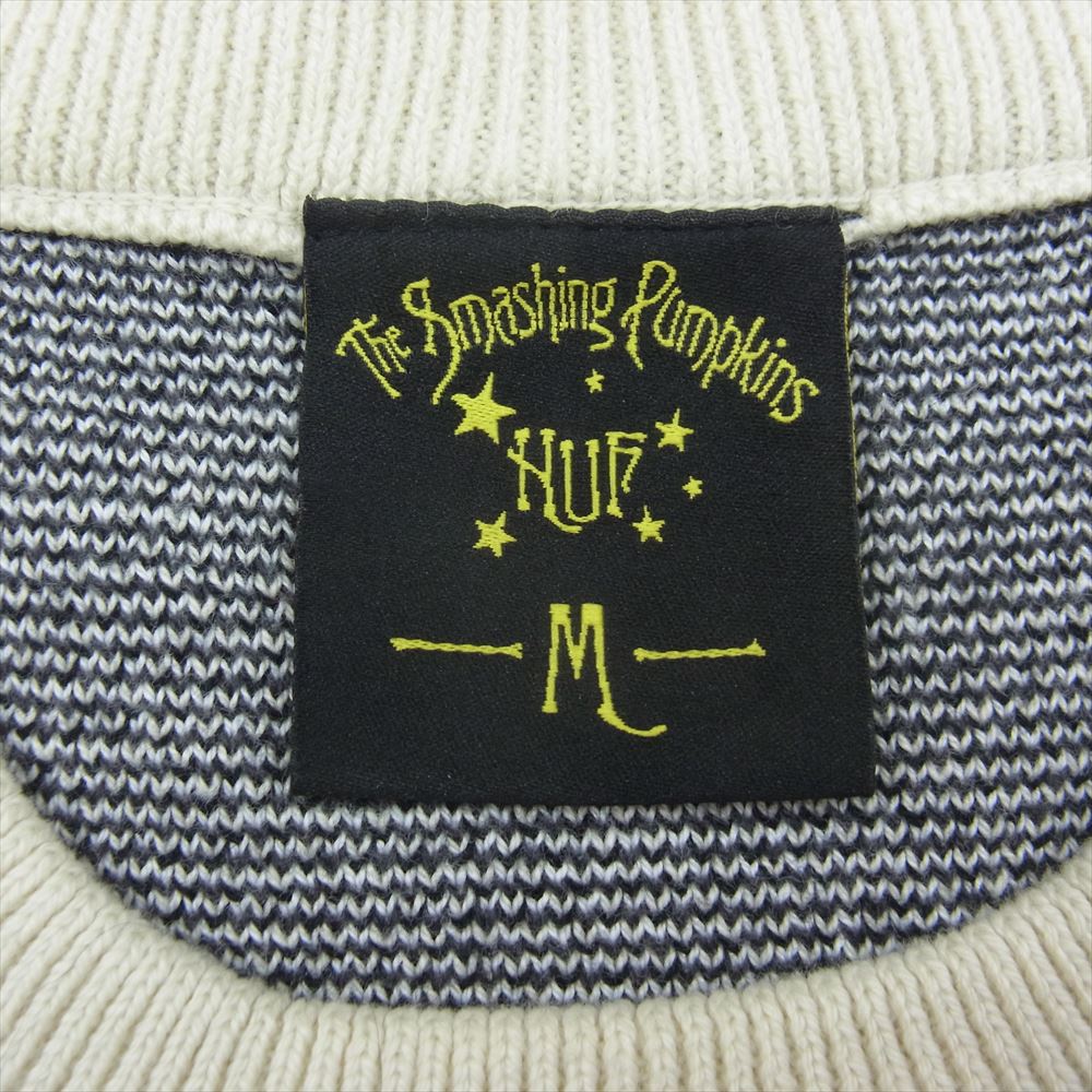 HUF ハフ KN00488 X SMASHING PUMPKINS SWEATER スマッシング パンプキンズ セーター ジャガード織り アートワーク ニット セーター  ホワイト系 M【中古】