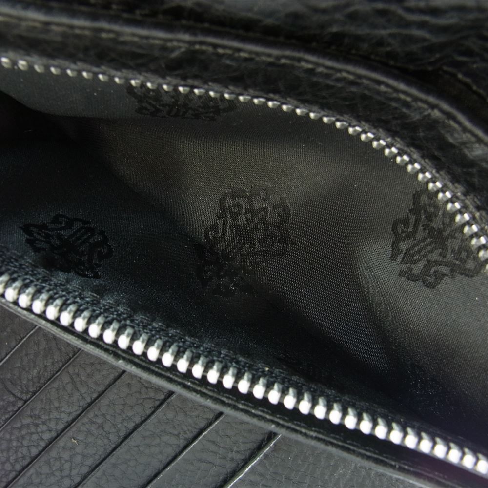 CHROME HEARTS クロムハーツ（原本有） WAVE CRS BTN ウェーブウォレット クロスボタン レザー ロング ウォレット 長財布 ブラック系【中古】