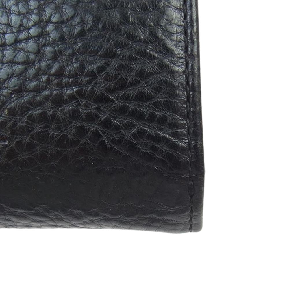 CHROME HEARTS クロムハーツ（原本有） WAVE CRS BTN ウェーブウォレット クロスボタン レザー ロング ウォレット 長財布 ブラック系【中古】