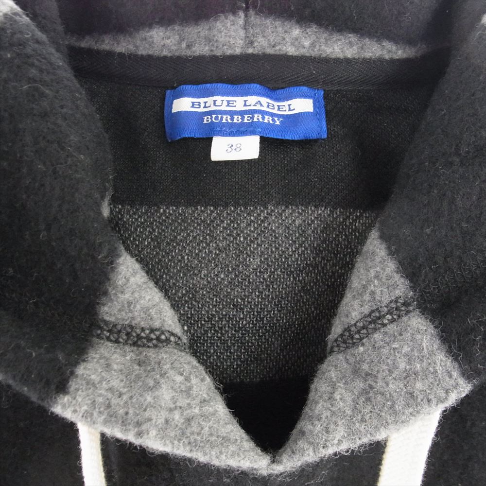 BURBERRY BLUE LABEL バーバリーブルーレーベル E1J02-802-07 ウール ボーダー ニット ジップ パーカー ワンピース ブラック系 グレー系 38【中古】