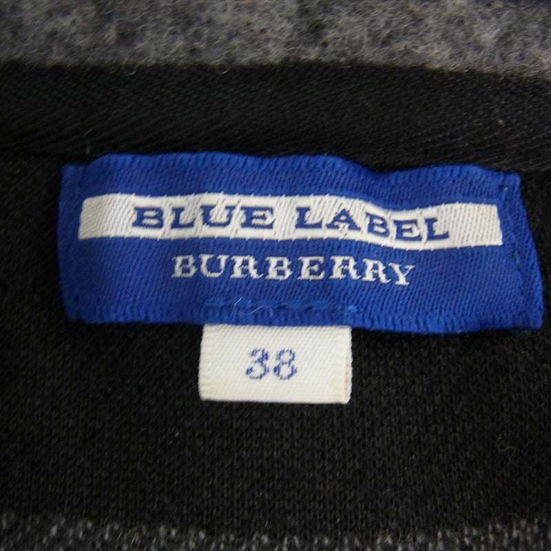 BURBERRY BLUE LABEL バーバリーブルーレーベル E1J02-802-07 ウール ボーダー ニット ジップ パーカー ワンピース ブラック系 グレー系 38【中古】