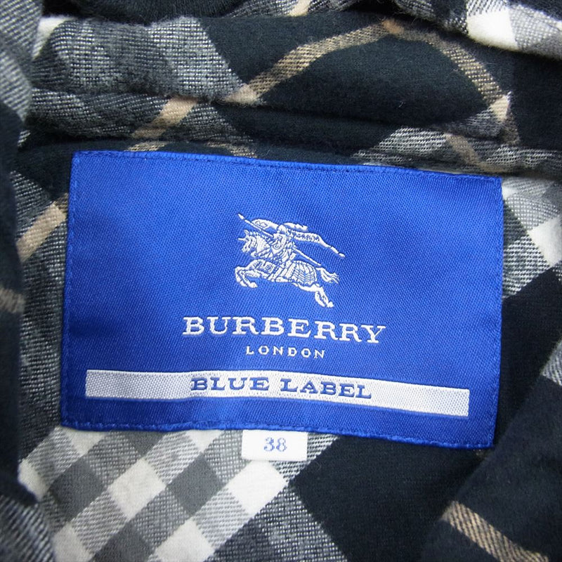BURBERRY BLUE LABEL バーバリーブルーレーベル FCF21-544-09 ダッフル パーカー スウェット コート ブラック系 38【中古】