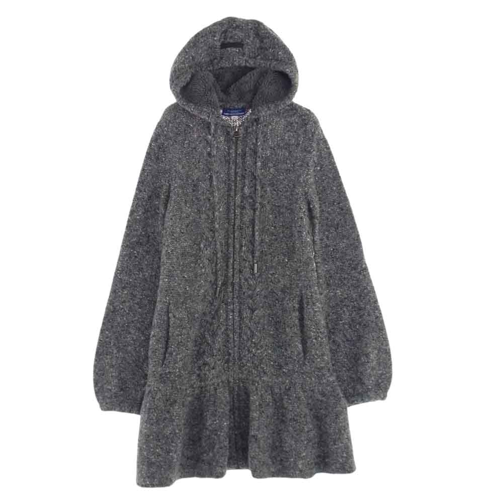 BURBERRY BLUE LABEL バーバリーブルーレーベル FBF10-660-08 ジップ ニット ロング パーカー グレー系 38【中古】