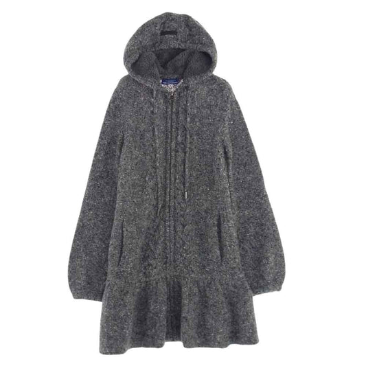 BURBERRY BLUE LABEL バーバリーブルーレーベル FBF10-660-08 ジップ ニット ロング パーカー グレー系 38【中古】